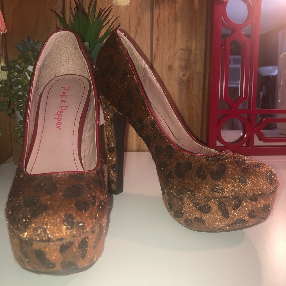 Pink and Pepper leopard heels